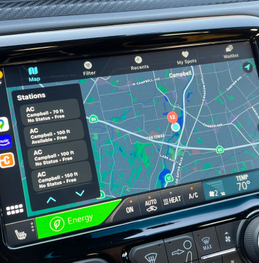 ChargePoint app in car dash